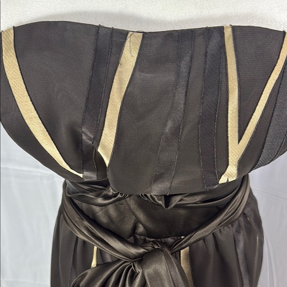 Antonio Melani Elegant Brown and Cream Strapless Dress Size 14 - Picture 2 of 10